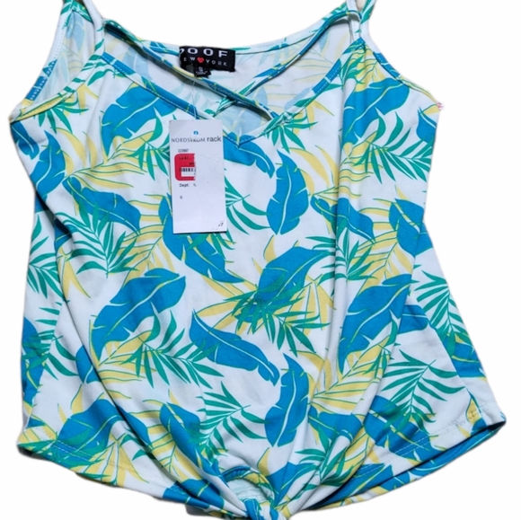 NWT Poof New York Green Tropical Print Tank Size S - Picture 3 of 5